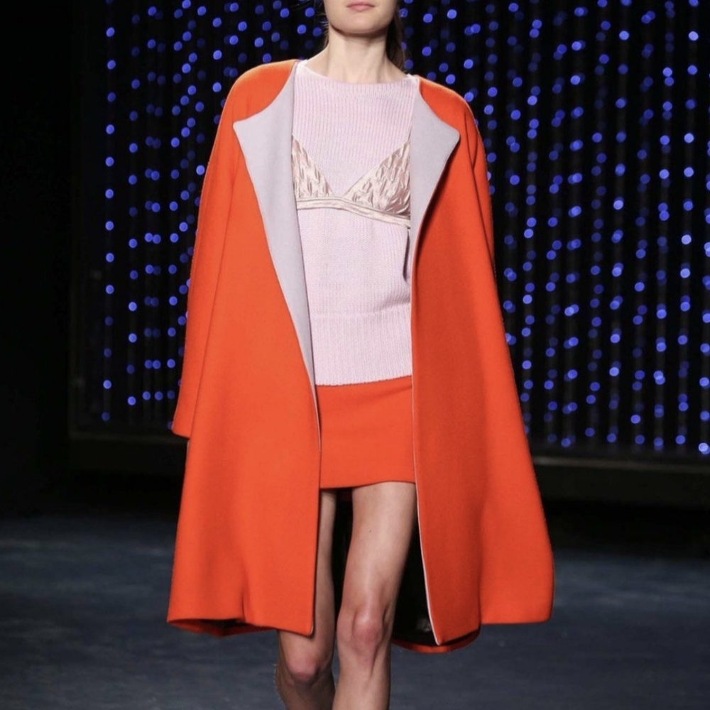 Milly Runway Crimson Wool Overcoat Jacket